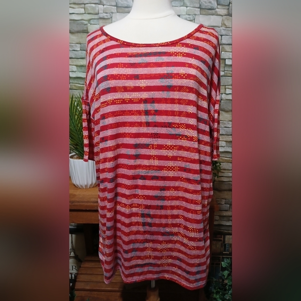 LuLaRoe‎ Multicolor Abstract Striped Tunic Large